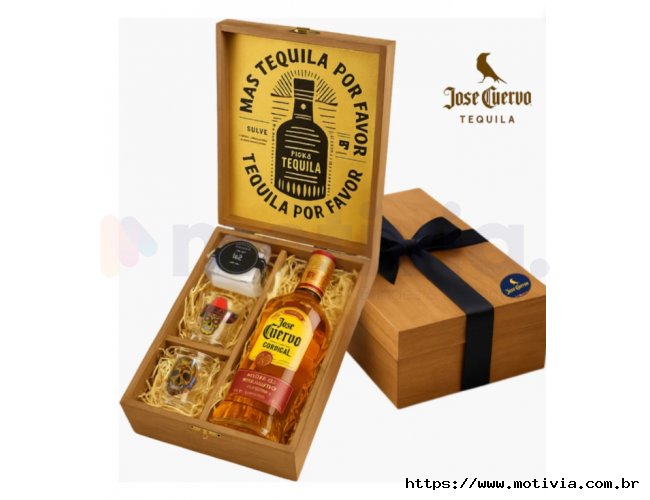 Kit Tequila Presente Jos Cuervo 375ml + Copos Caveira + Sal