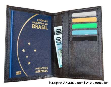 Porta Passaporte de couro legtimo