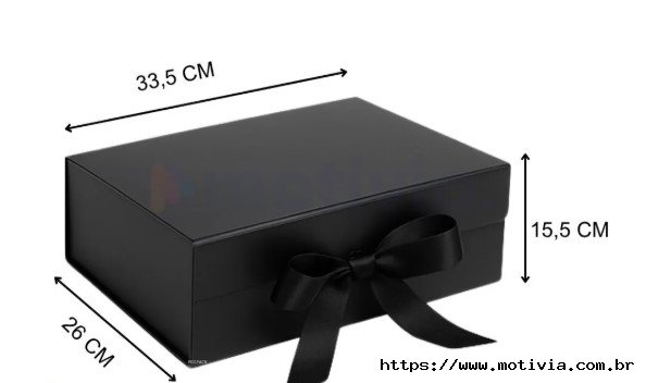 Caixa De Presente Premium Rígida Grande Com Laço 33x26x15cm