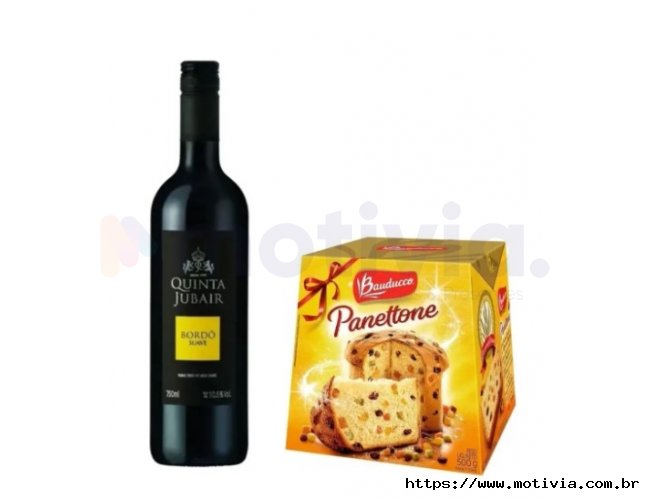 Kit Panettone Bauducco + Vinho Quinta Jubair Bordo Suave