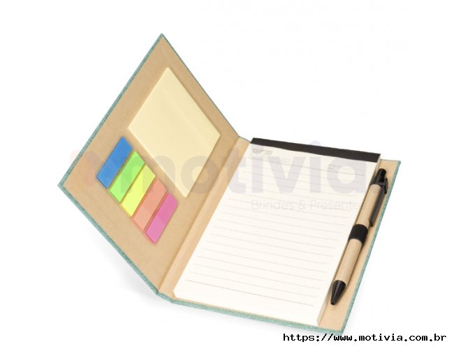 Bloco de Anotações com Autoadesivos e Caneta