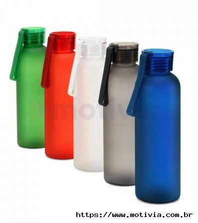 Squeeze esportiva em PET 100% reciclado, com acabamento fosco 600 mL