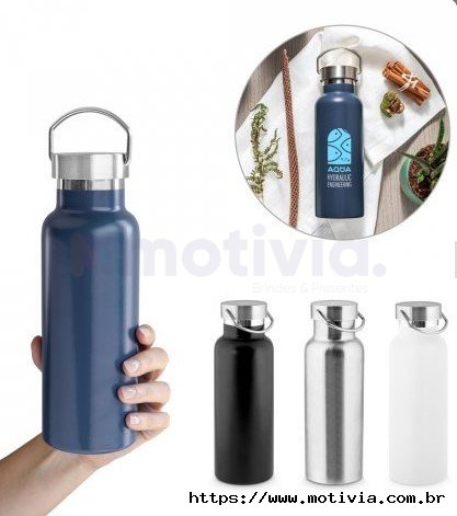 Garrafa em a�o inox 36% reciclado com isolamento a v�cuo 810 mL