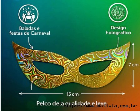 Mascara Carnaval Hologr�fica Bloquinho Festa Gatinha
