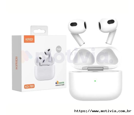Fone de Ouvido Bluetooth TWS 5.3 Kaidi KD-789