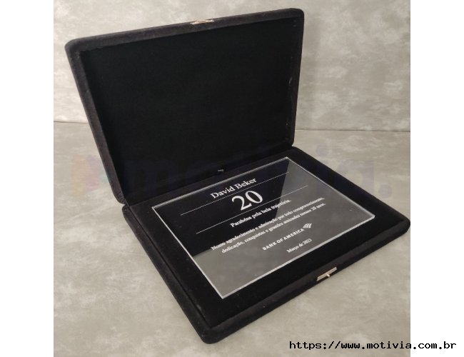 Placa de homenagem em acrlico 15X10cm